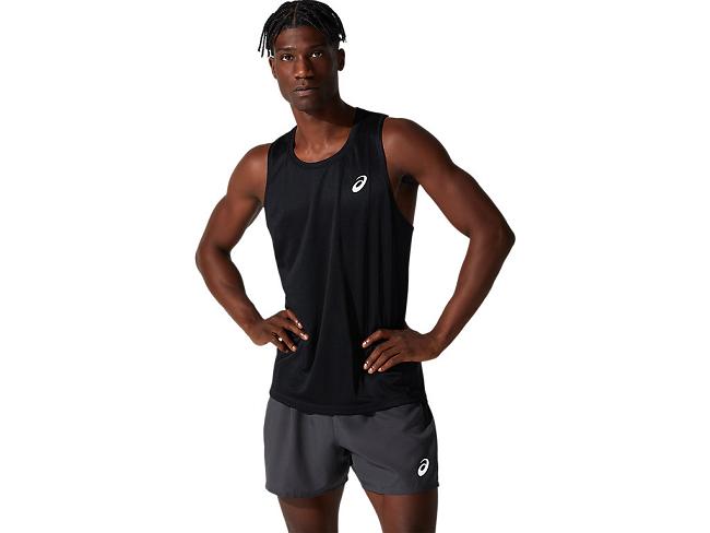 Black Asics Core Men's Tank Tops | JMYG-62014