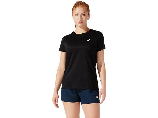 Black Asics Core Women's Short Sleeve Tops | RPZW-12073