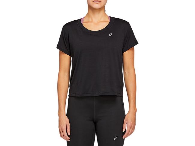 Black Asics Race Women's Short Sleeve Tops | ULYJ-70685