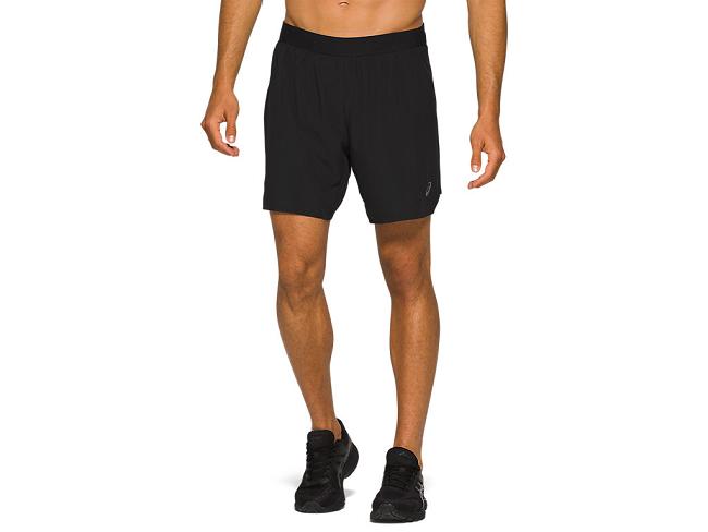 Black Asics Road Men's Shorts | CLVU-30498