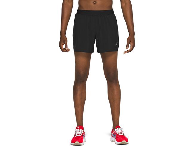 Black Asics Road Men's Shorts | DKQU-73418