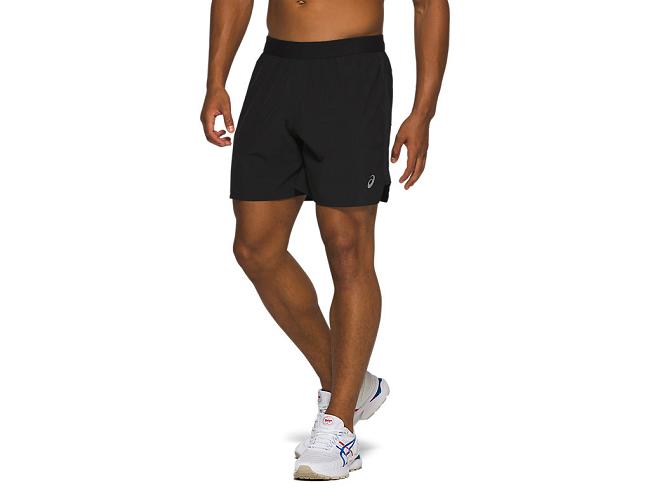 Black Asics Road Men's Shorts | RKXD-72365