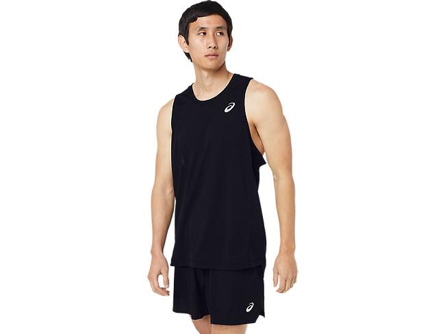 Black / Blue Asics Singlet Men's Tank Tops | IUCJ-28467