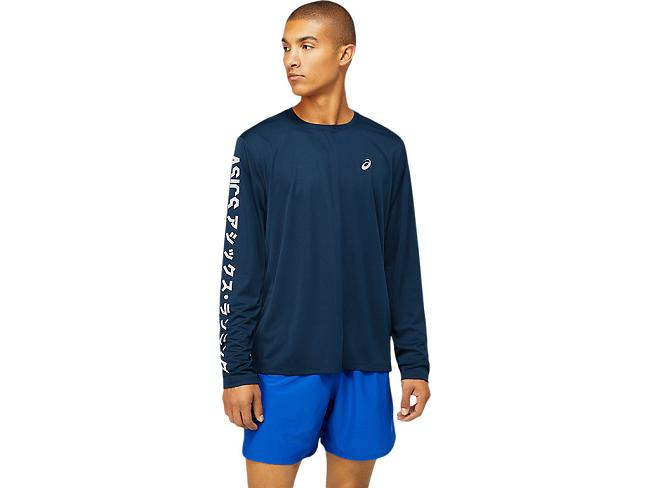 Blue Asics Katakana Men's Long Sleeve Tops | ACKT-38749