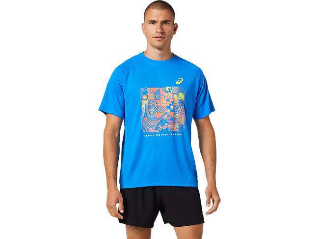 Blue Asics Paris Men's Short Sleeve Tops | YLAR-19305