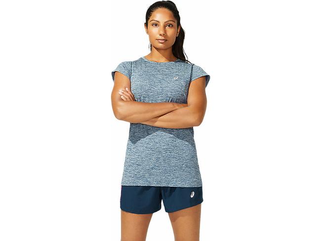 Blue Asics Race Women's Short Sleeve Tops | VHGA-36894