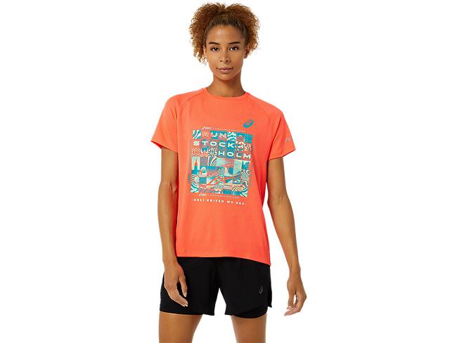 Coral Asics Stockholm Women's Short Sleeve Tops | QPXN-69054