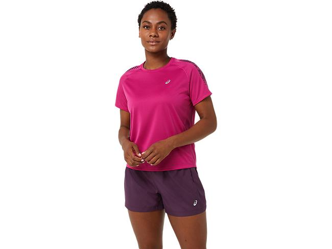 Fuchsia Red / Deep Purple Asics Icon Women's Short Sleeve Tops | VBDZ-21586