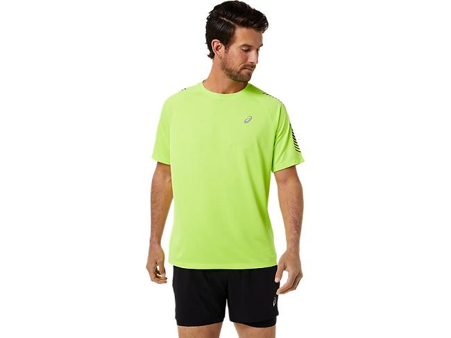 Green / Deep Grey Asics Icon Men's Short Sleeve Tops | TMIK-08546