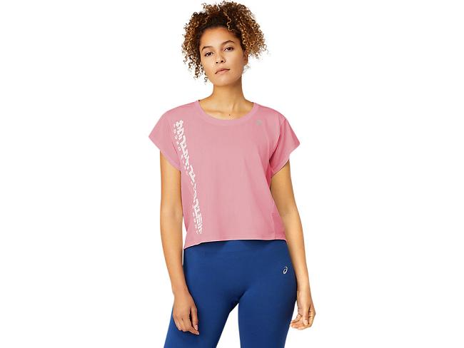 Rose Asics Run Women's Short Sleeve Tops | AEPV-73640