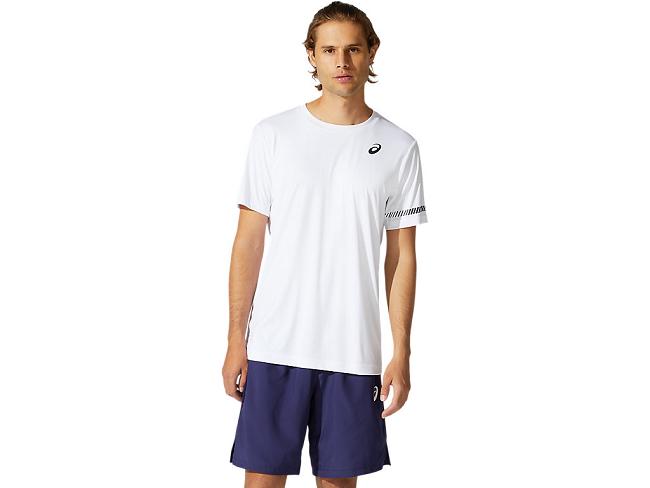 White Asics Court Men's Short Sleeve Tops | SZQU-73685