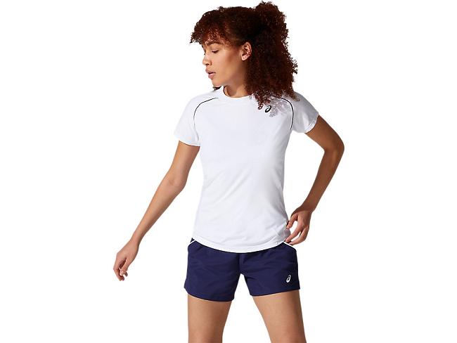 White Asics Court Women's Short Sleeve Tops | YECM-26340