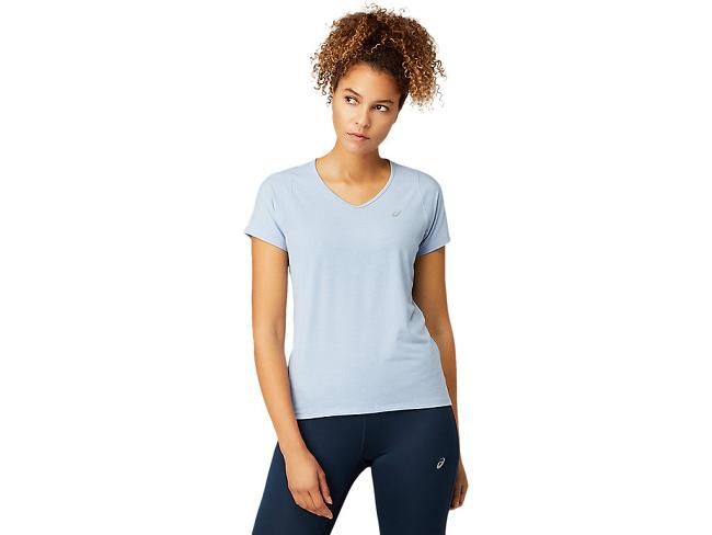 White Asics V-neck Women's Short Sleeve Tops | TFKP-20876