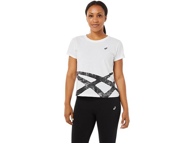 White / Black Asics Tiger Women's Short Sleeve Tops | BKWP-13764