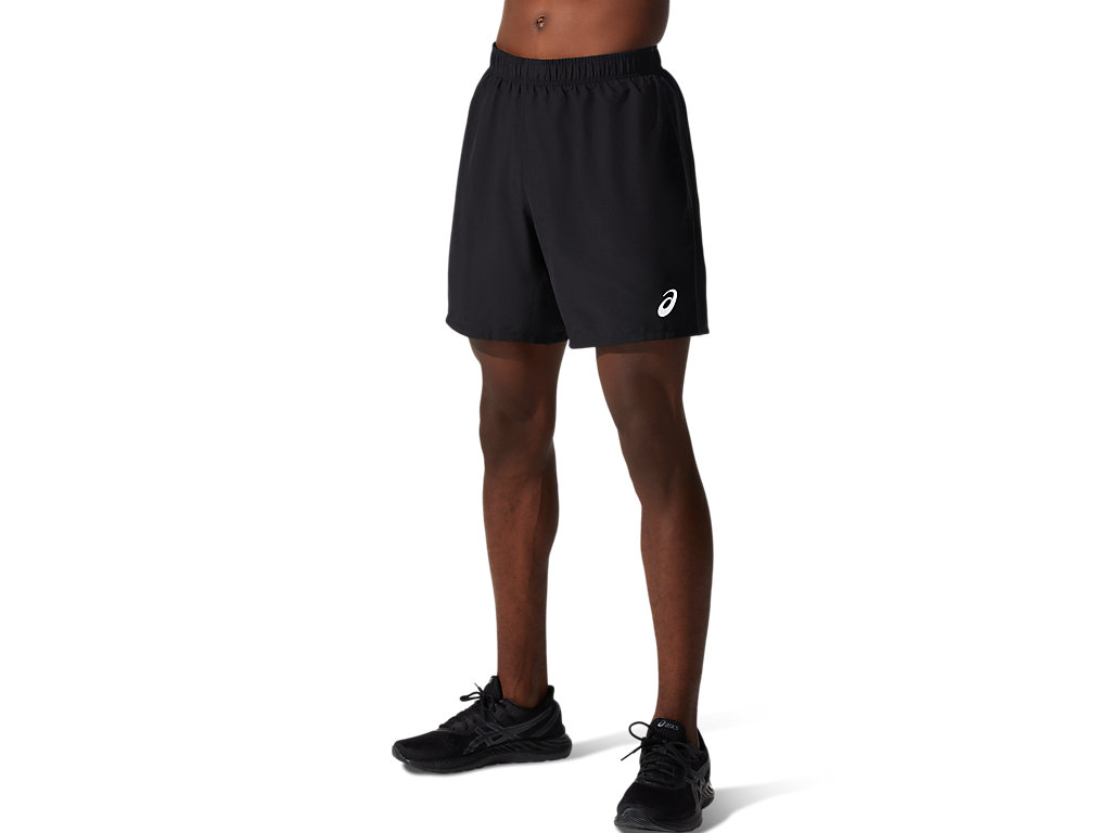 Black Asics Core Men's Shorts | DXJW-46785