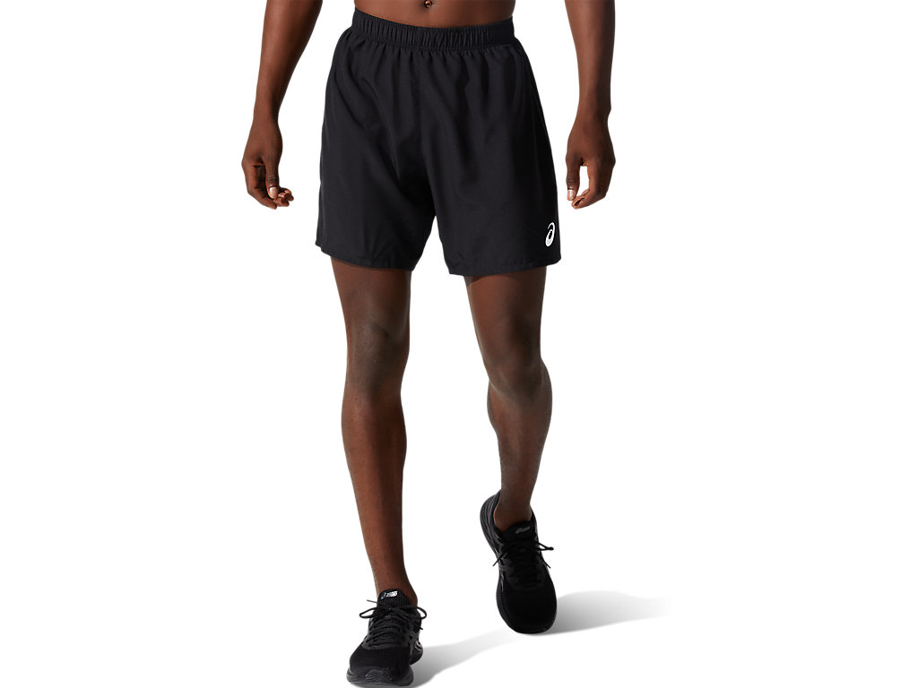 Black Asics Core Men\'s Shorts | DXJW-46785