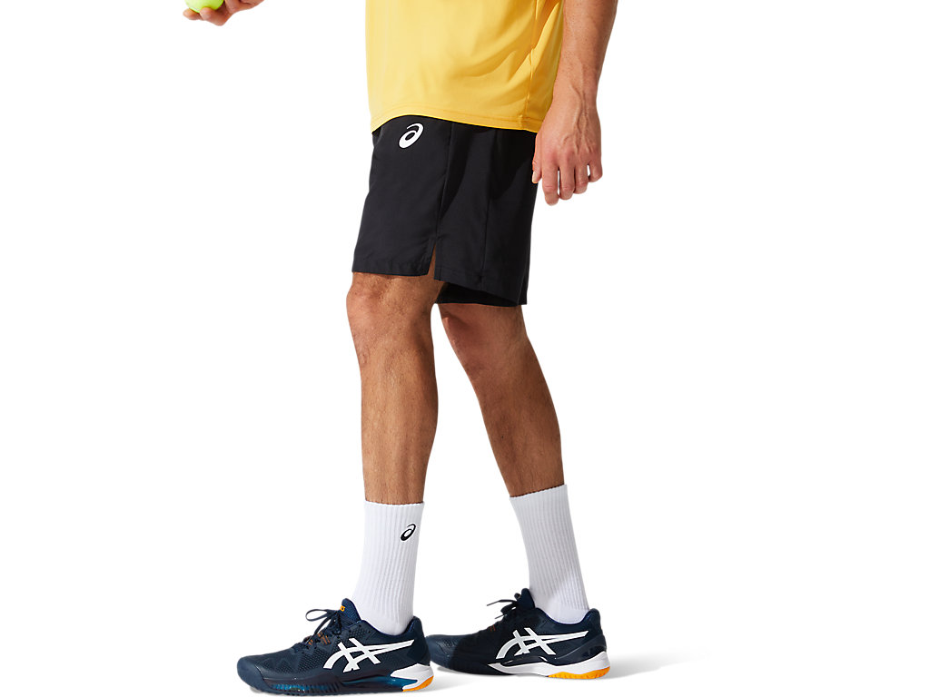 Black Asics Court Men's Shorts | MRBQ-08297