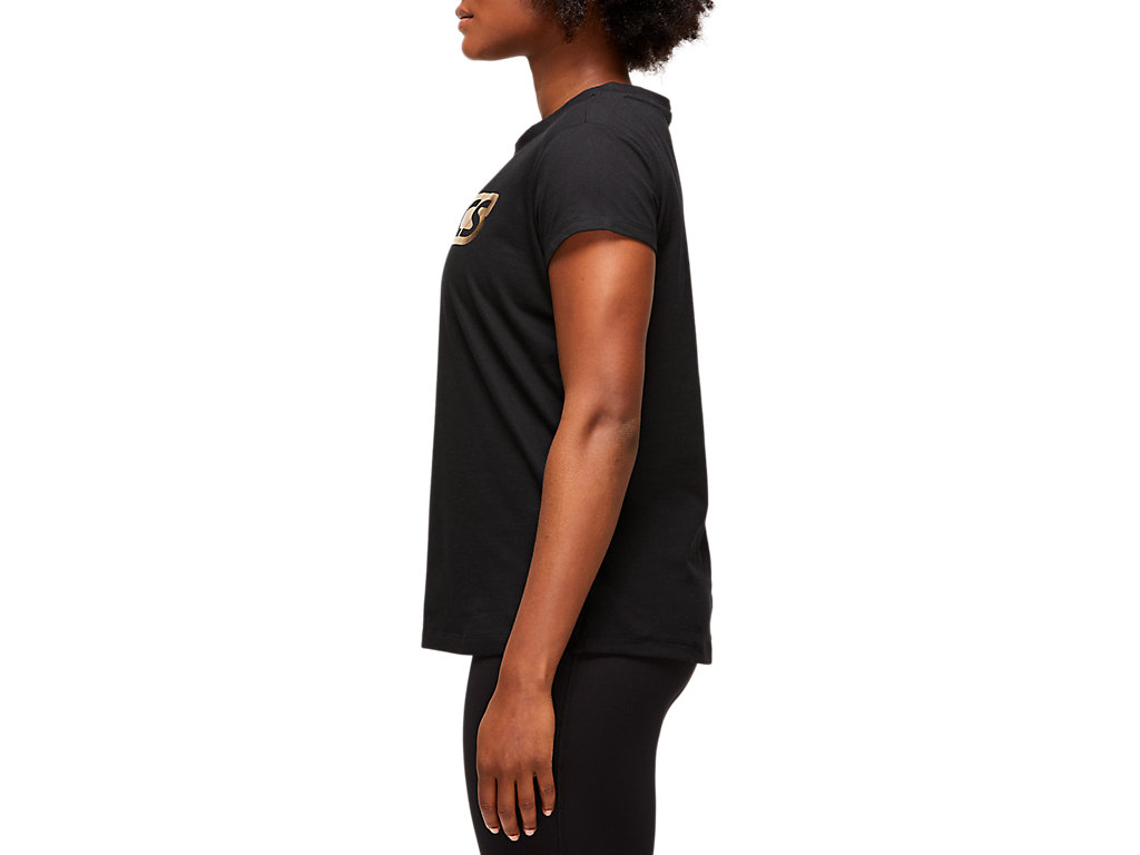 Black Asics Logo Women's Short Sleeve Tops | WJRP-46392