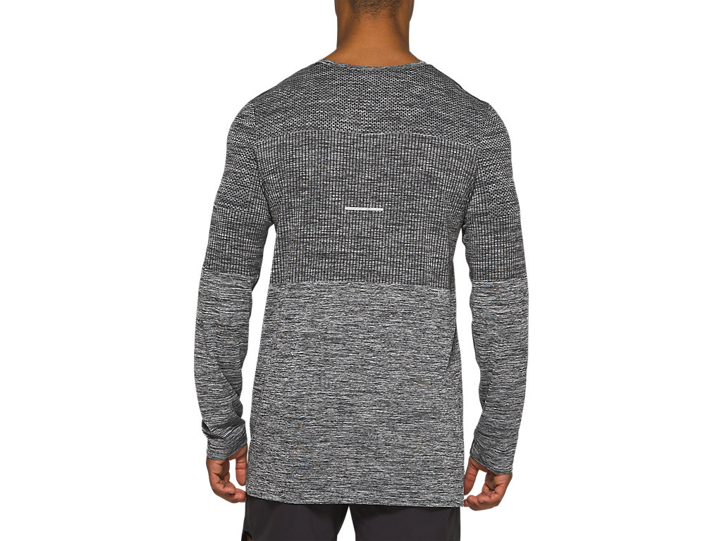 Black Asics Race Men's Long Sleeve Tops | JALX-04876