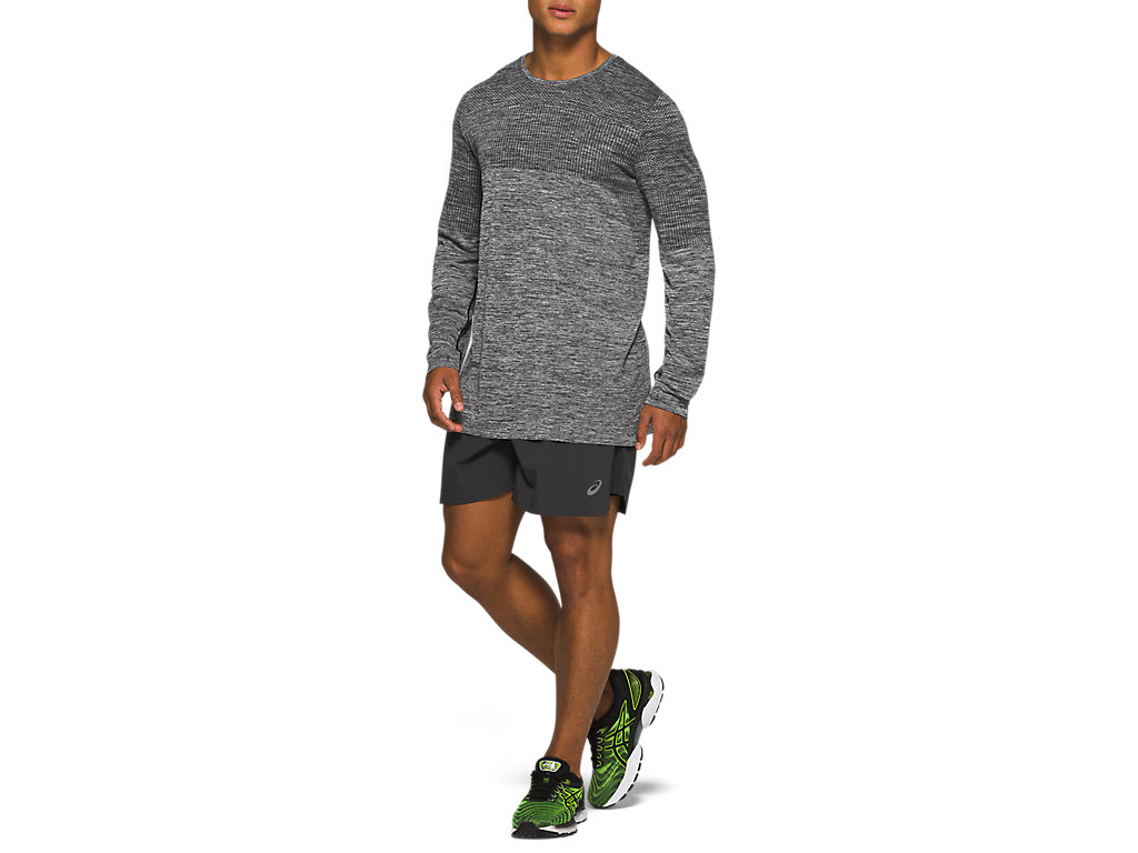 Black Asics Race Men's Long Sleeve Tops | JALX-04876