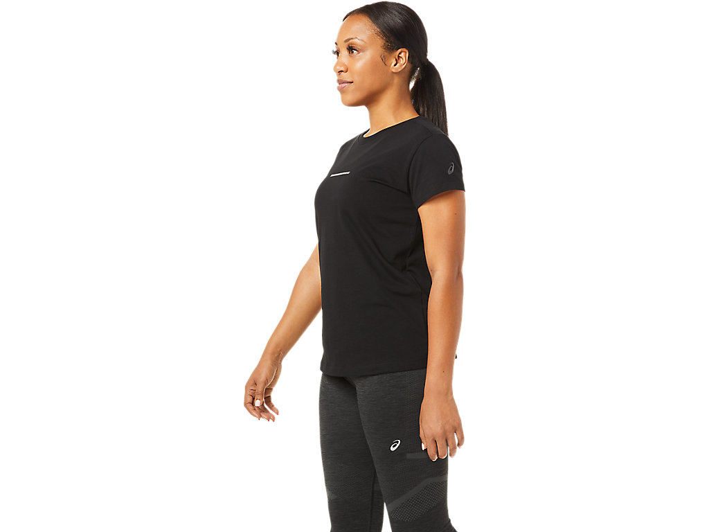 Black Asics Race Women's Short Sleeve Tops | TIKF-27085