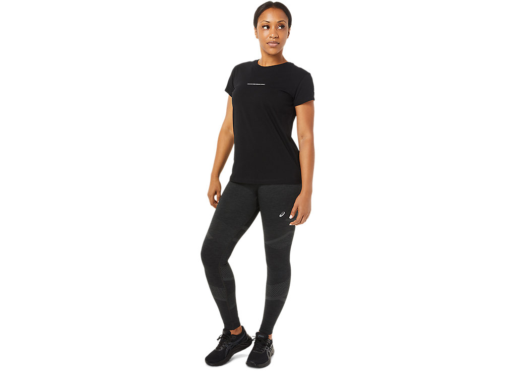 Black Asics Race Women's Short Sleeve Tops | TIKF-27085