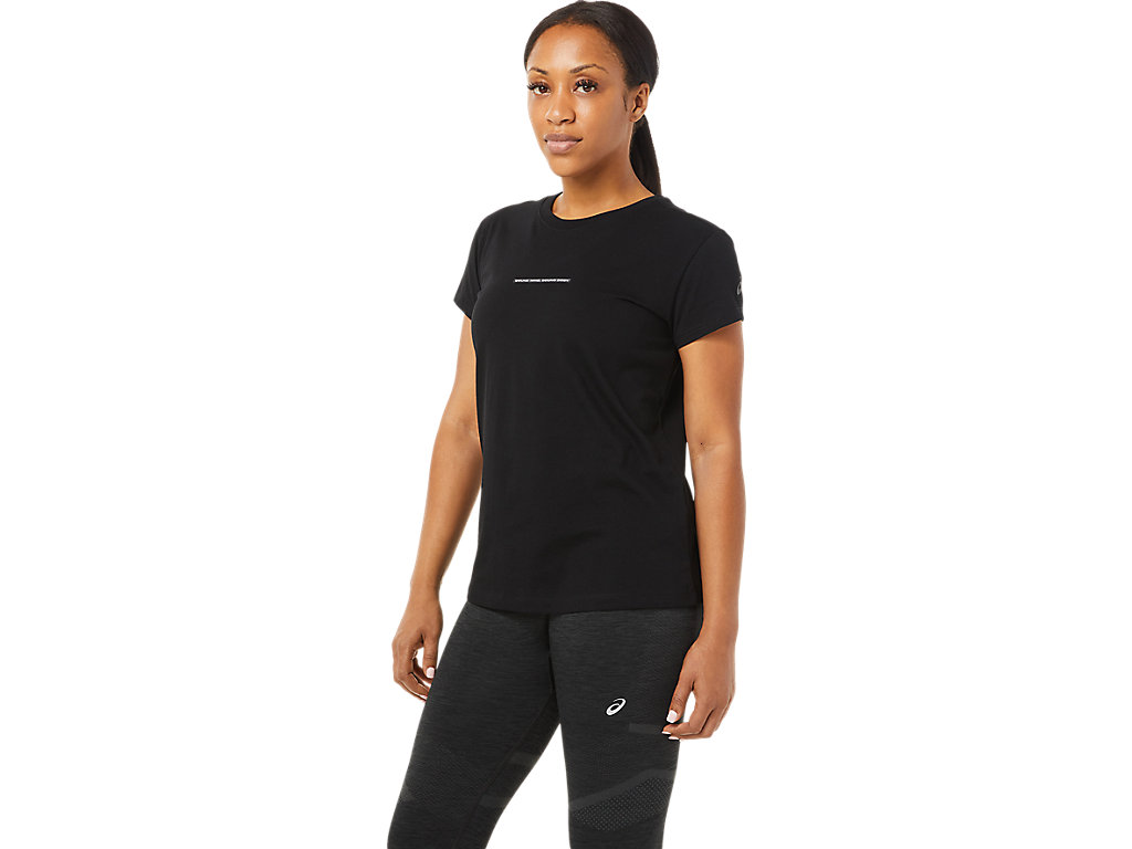 Black Asics Race Women\'s Short Sleeve Tops | TIKF-27085