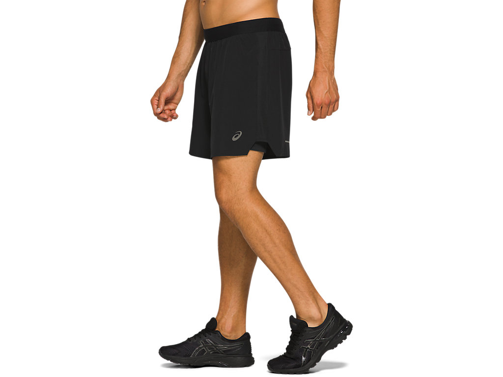 Black Asics Road Men's Shorts | CLVU-30498