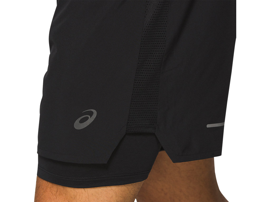 Black Asics Road Men's Shorts | CLVU-30498