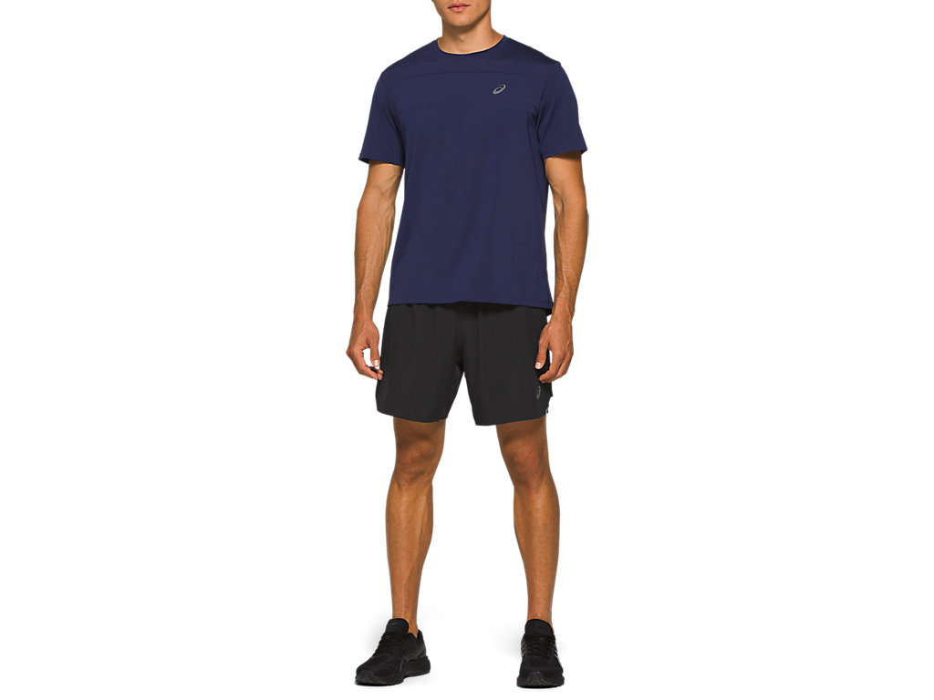 Black Asics Road Men's Shorts | CLVU-30498