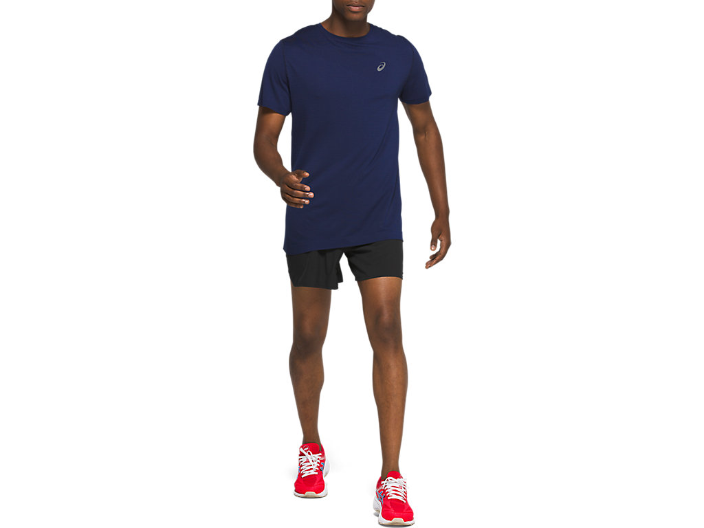 Black Asics Road Men's Shorts | DKQU-73418