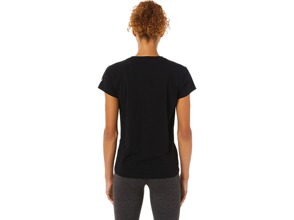 Black Asics Smsb Graphic Iv Women's Short Sleeve Tops | OPMV-03182