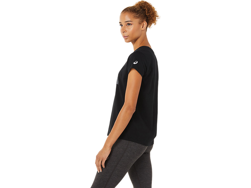 Black Asics Smsb Graphic Iv Women's Short Sleeve Tops | OPMV-03182