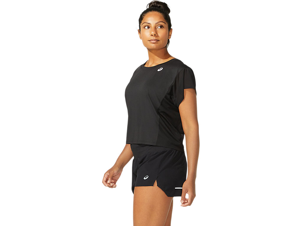 Black / Deep Grey Asics Run Women's Short Sleeve Tops | HVRY-41392