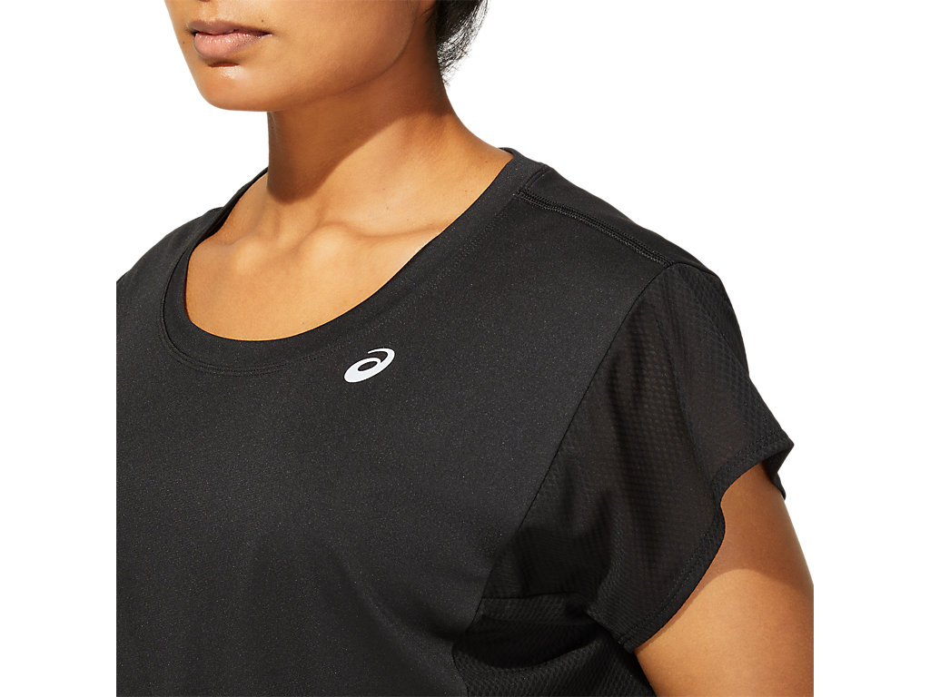 Black / Deep Grey Asics Run Women's Short Sleeve Tops | HVRY-41392