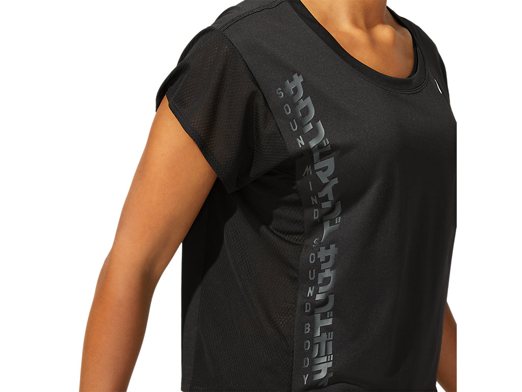 Black / Deep Grey Asics Run Women's Short Sleeve Tops | HVRY-41392