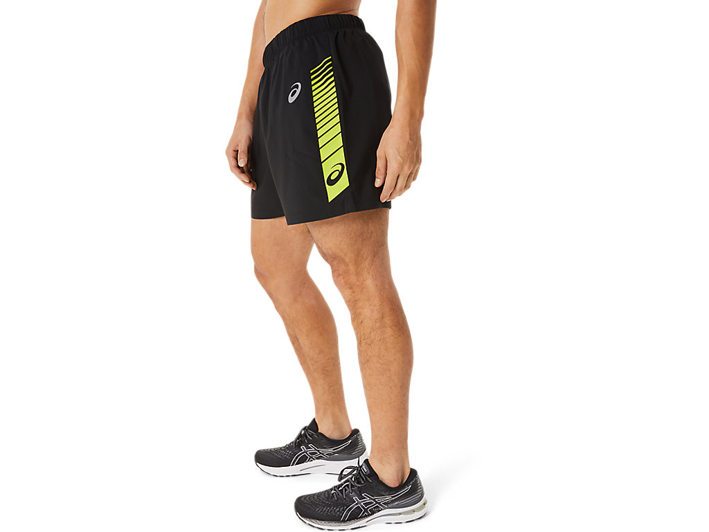 Black / Light Green Asics Sports Men's Shorts | OZWX-17034