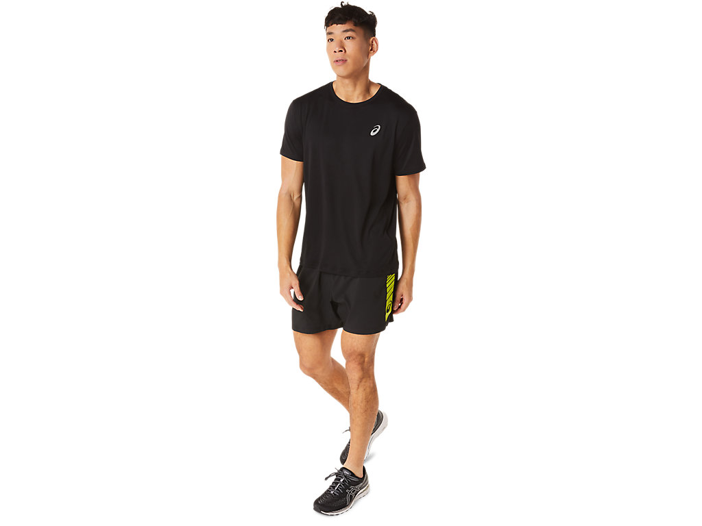 Black / Light Green Asics Sports Men's Shorts | OZWX-17034