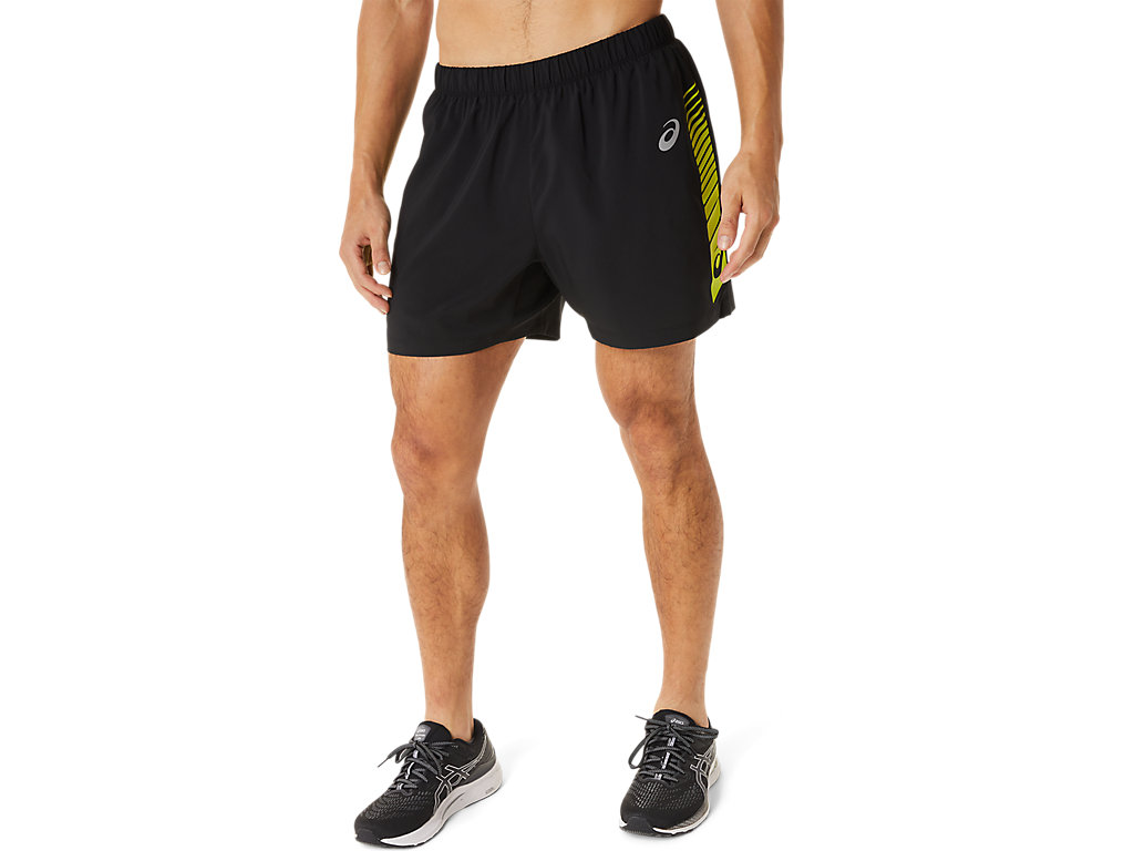 Black / Light Green Asics Sports Men\'s Shorts | OZWX-17034