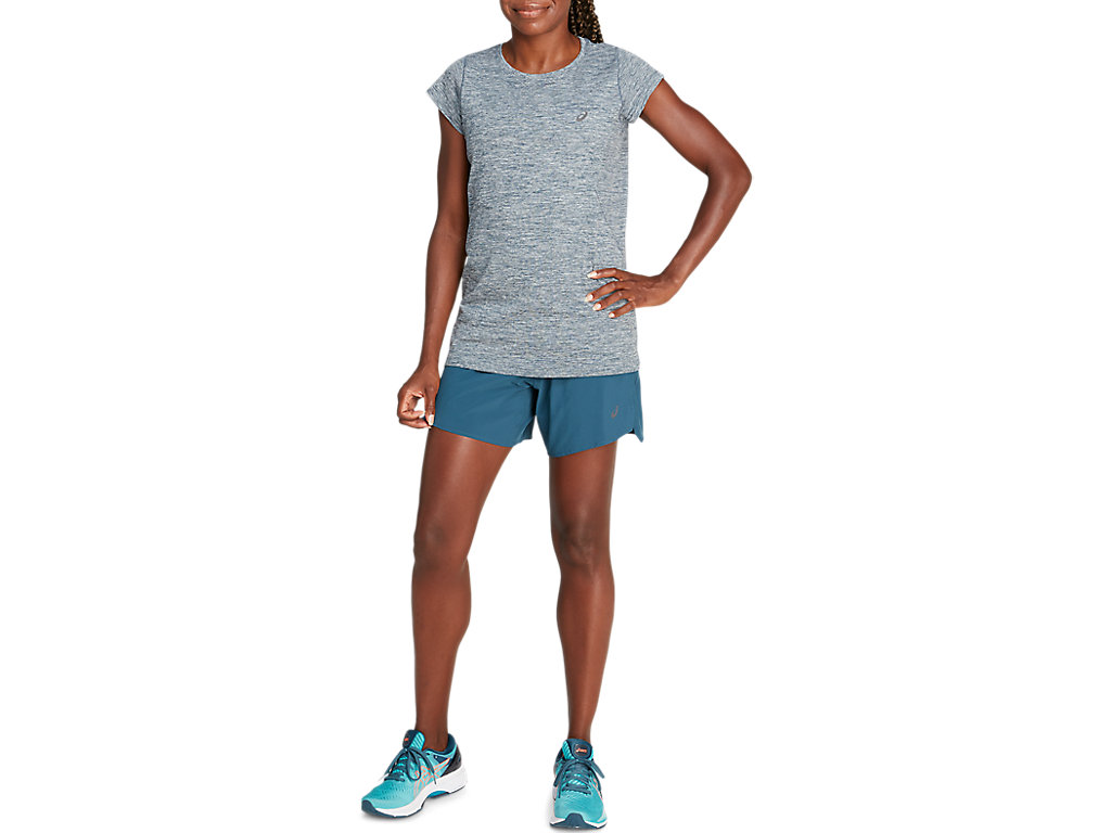 Blue Asics Race Women's Short Sleeve Tops | DONI-60352