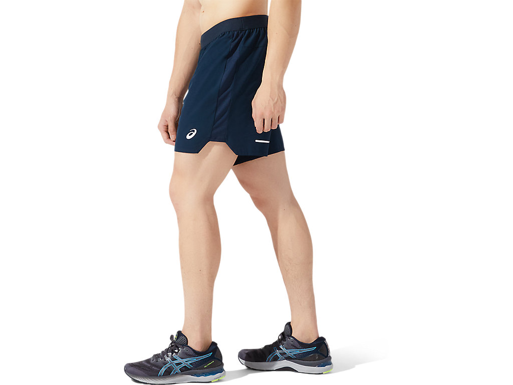 Blue Asics Road Men's Shorts | AJTY-06431