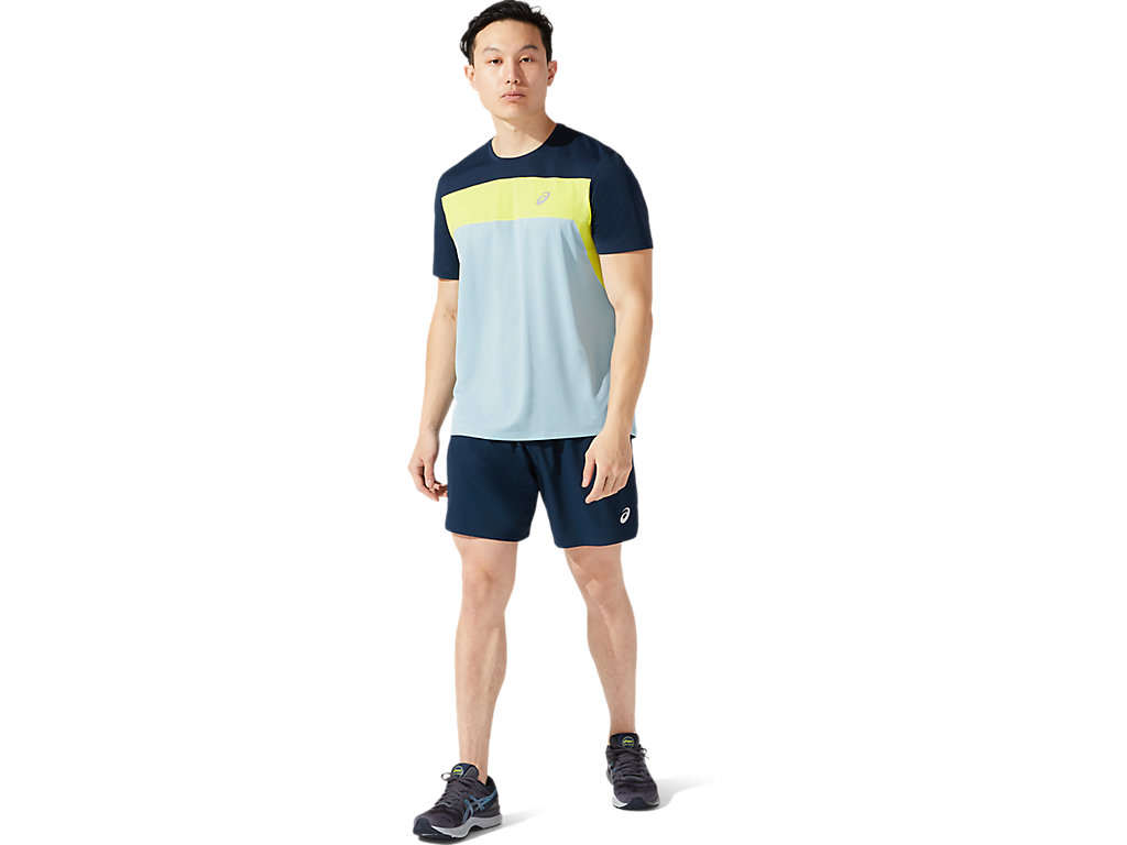 Blue Asics Road Men's Shorts | AJTY-06431