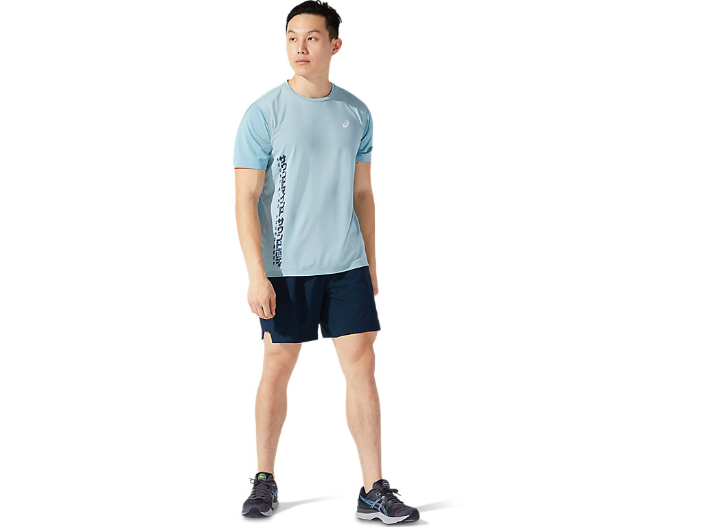 Blue Asics Road Men's Shorts | MDTZ-65480