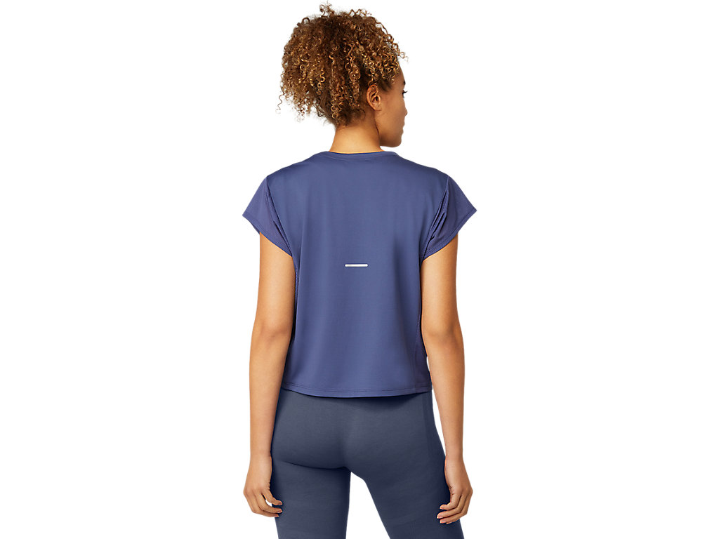 Blue Asics Run Women's Short Sleeve Tops | VKGA-13592