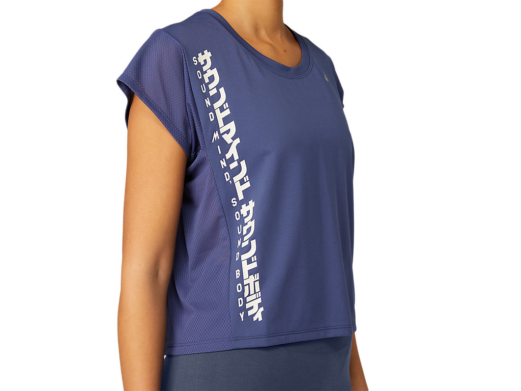 Blue Asics Run Women's Short Sleeve Tops | VKGA-13592