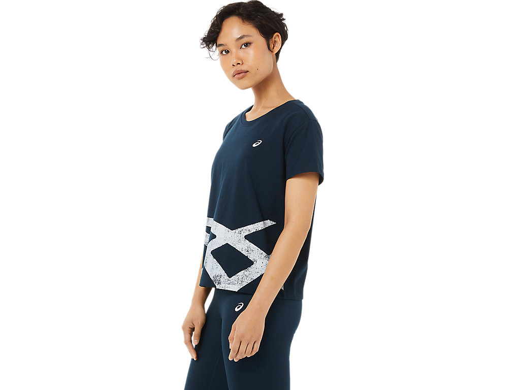 Blue / White Asics Tiger Women's Short Sleeve Tops | RVFO-21978