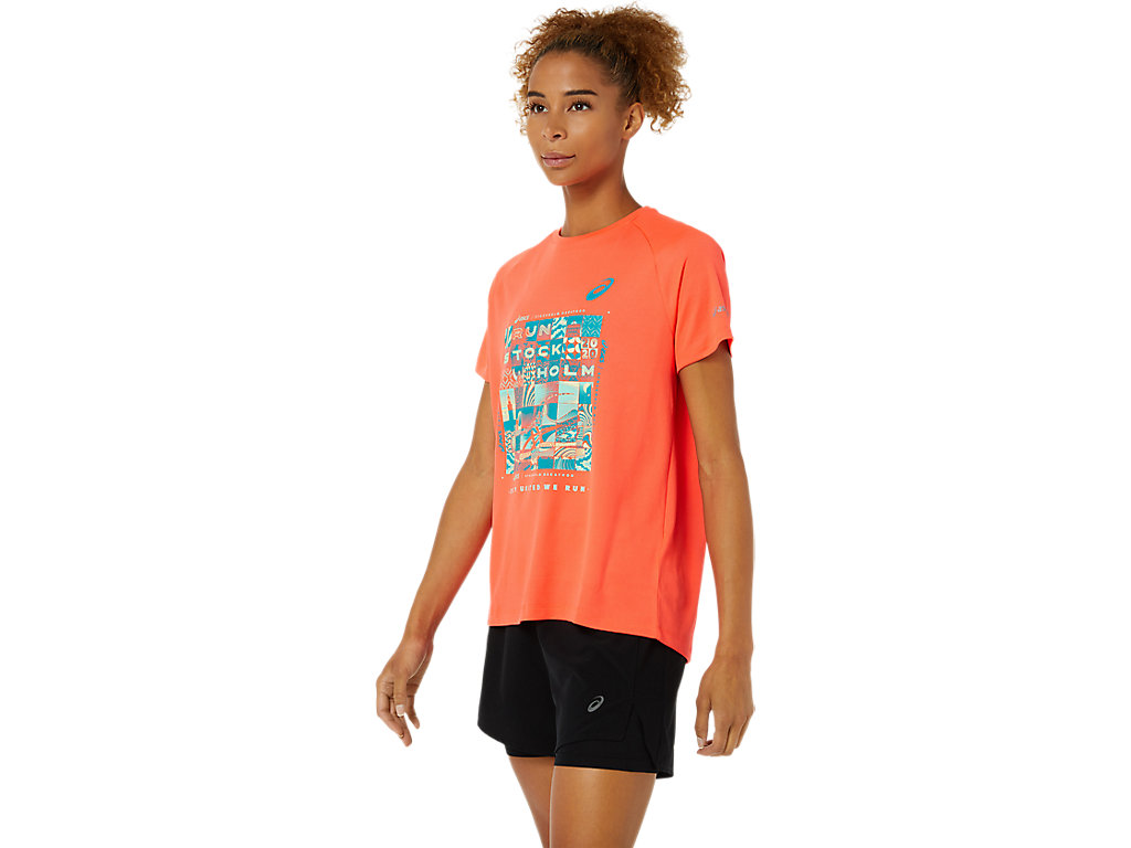 Coral Asics Stockholm Women's Short Sleeve Tops | QPXN-69054