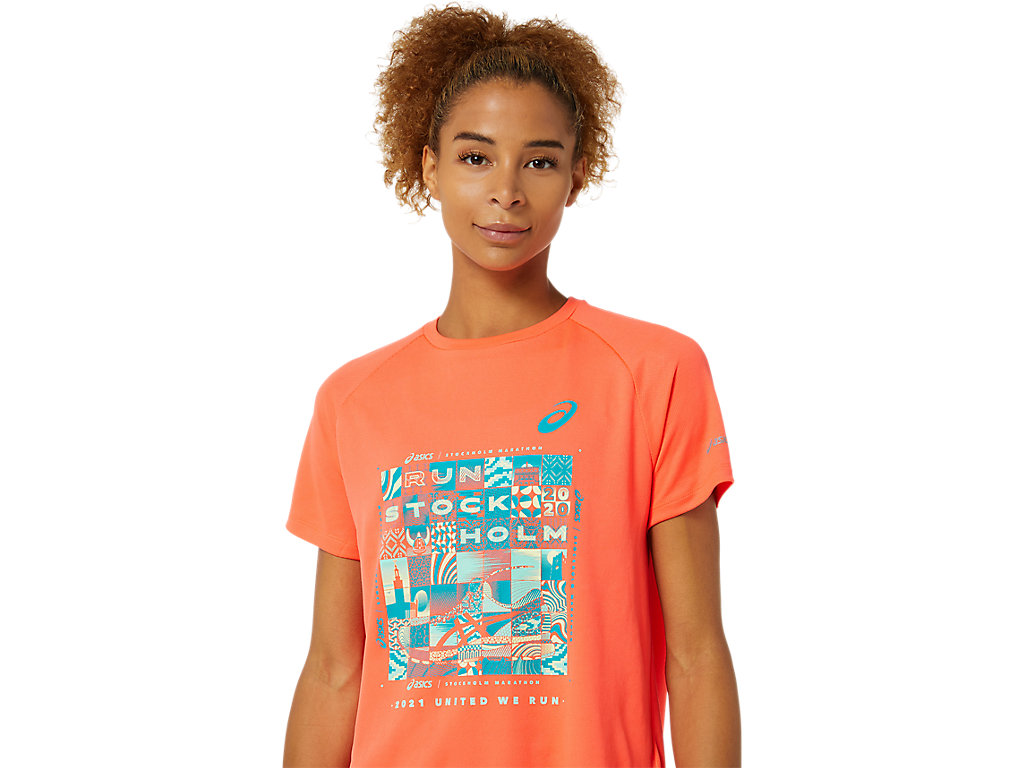 Coral Asics Stockholm Women's Short Sleeve Tops | QPXN-69054