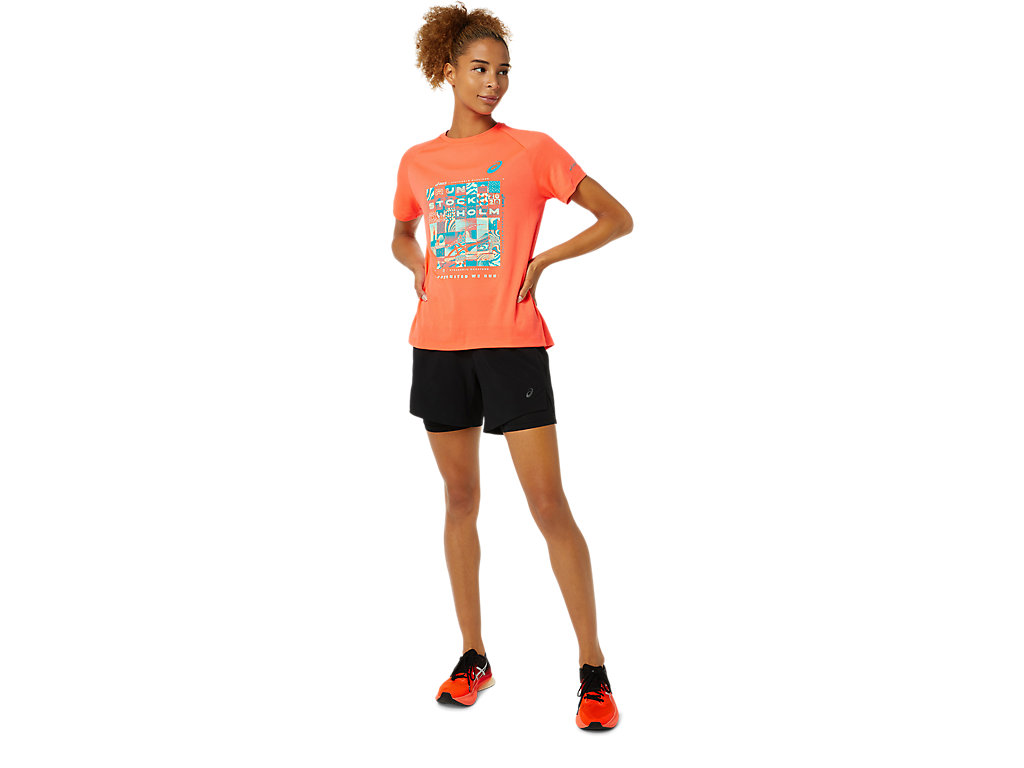 Coral Asics Stockholm Women's Short Sleeve Tops | QPXN-69054