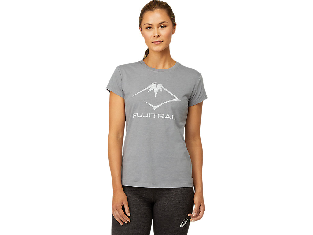 Deep Grey Asics Fuji Trail Tea Women\'s Short Sleeve Tops | BNZU-46597